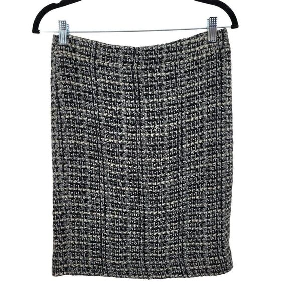 J. Crew Wool Tweed The Pencil Skirt 0 Gray Black Twee Plaid Academia Career - Picture 1 of 9